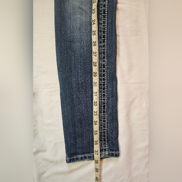 3R Rock For Express Womens Blue Lightly Distressed Skinny Denim Jeans Size 28 - Picture 8 of 12